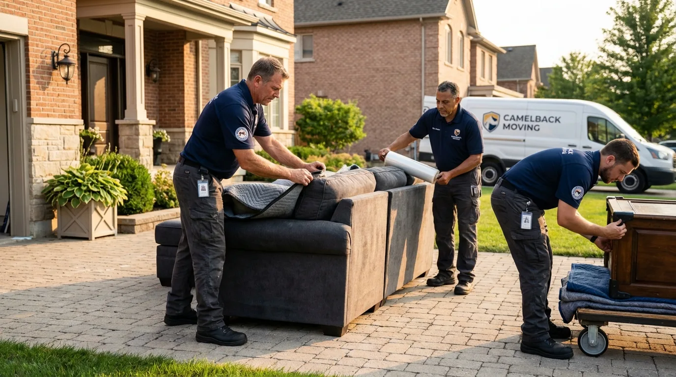 Large estate moving crew wrapping furniture in Kingston, TN